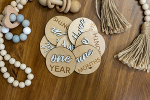 3D Circle Wooden Monthly Milestone Signs