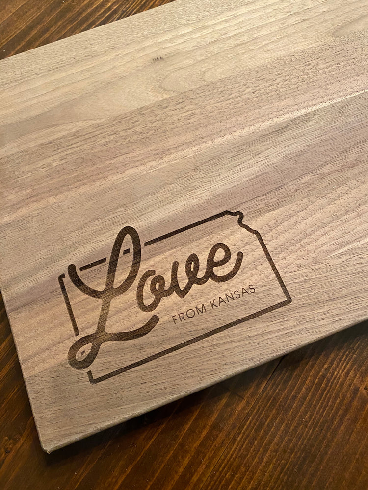 
                
                    Load image into Gallery viewer, “Love From Kansas” Cutting Board
                
            