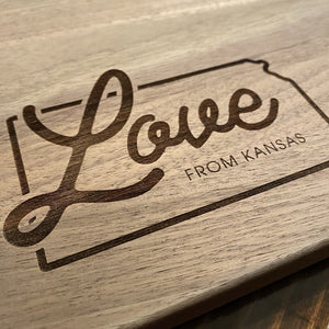 
                
                    Load image into Gallery viewer, “Love From Kansas” Cutting Board
                
            